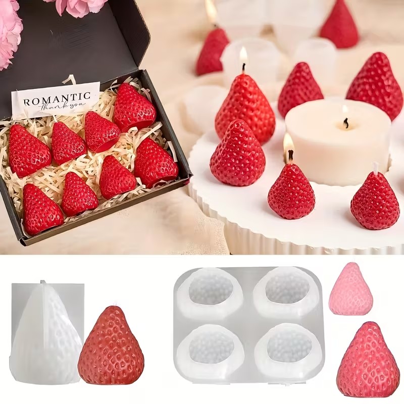 Strawberry Silicone Candle Mol - đánh giá và giá Soap Making Ins