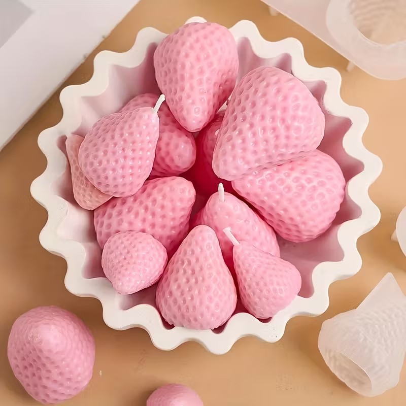 Strawberry Silicone Candle Mol - đánh giá và giá Soap Making Ins